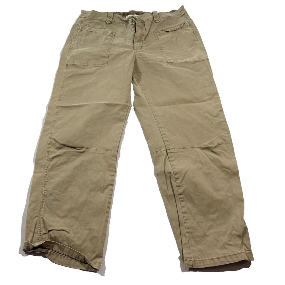 Sundance Cargo Pocket Womens Beige Khaki Straight Leg Casual Pants Sz 14